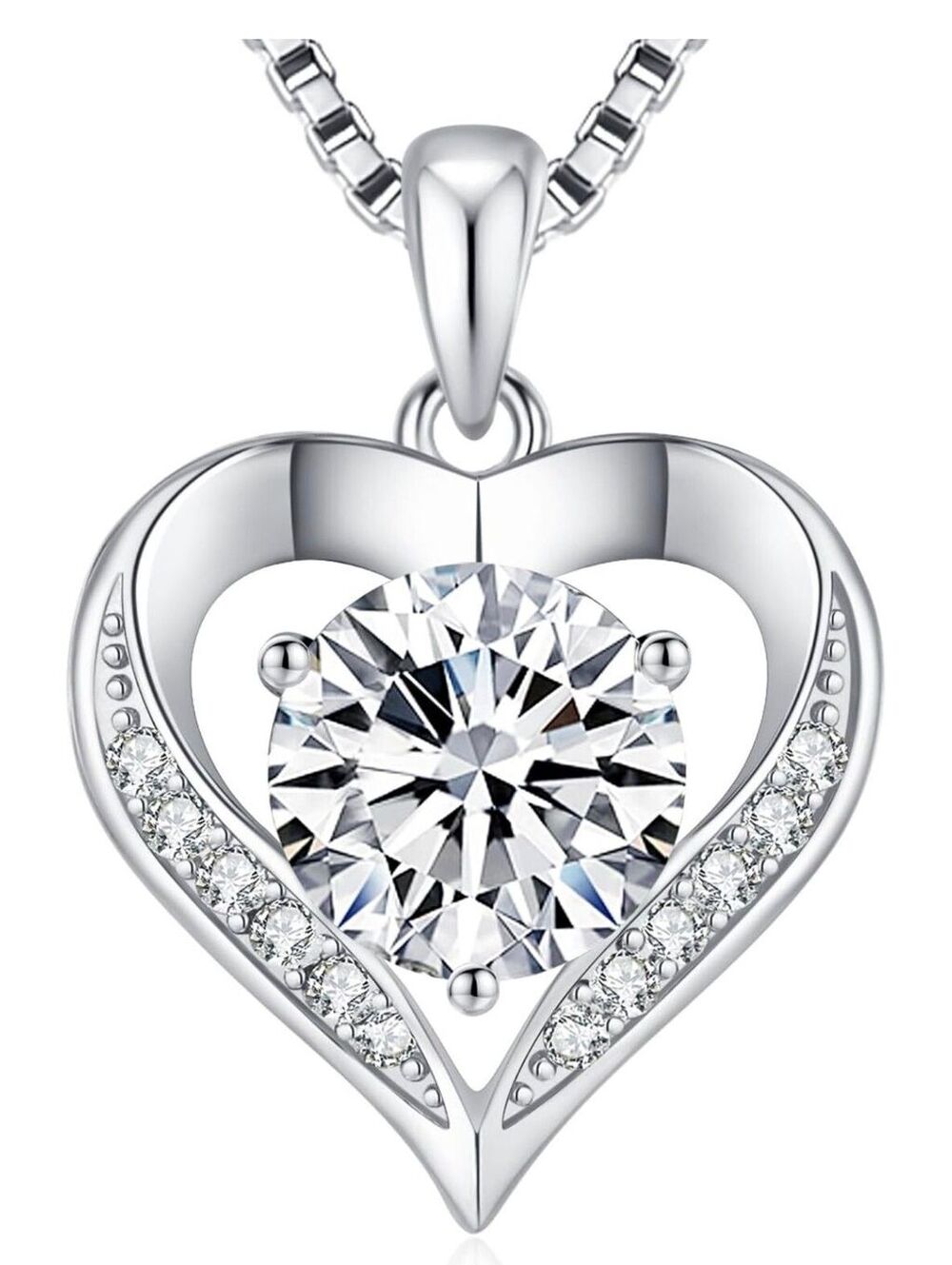 1 CT Moissanite Necklace D Color VVS1 White Gold Plated Jewelry, GRA Certified